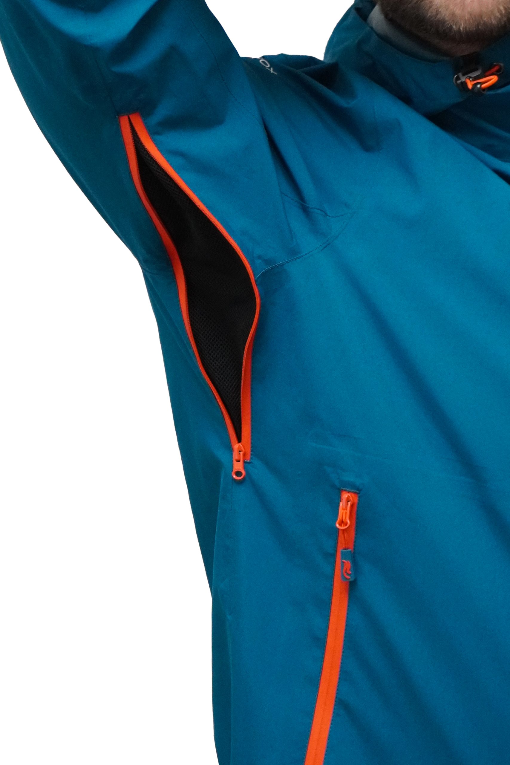 větrání v podpaží modrá nepromokavá pánská bunda